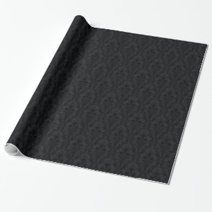 Black Floral Swirl Damask 3 Cadeaupapier