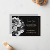 Black Floral Sympathy Note Kaart Notitiekaartje (Voorkant / Achterkant in situ)