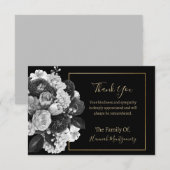 Black Floral Sympathy Note Kaart Notitiekaartje (Voorkant / Achterkant)