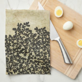 Black Floral Theedoek (Quarter Fold)