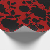 Black Floral Toile on Red Cadeaupapier (Hoek)