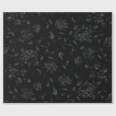 Black Floral Toile op zwart Cadeaupapier (Vlak)