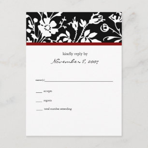 Black Floral Top Response Card RSVP Kaartje