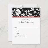 Black Floral Top Response Card RSVP Kaartje (Voorkant)