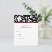 Black Floral Top Response Card RSVP Kaartje (Staand voorkant)