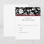 Black Floral Top Response Card RSVP Kaartje (Voorkant / Achterkant)