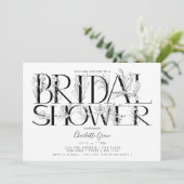 Black Floral Typography Wedding Vrijgezellenfeest Kaart (Staand voorkant)