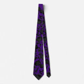 Black Floral Vine Wedding Gothic Paars Stropdas (Voorkant)