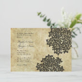 Black Floral Vintage Wedding Invitting Kaart (Staand voorkant)