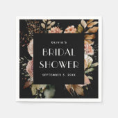 Black Floral Vrijgezellenfeest | Boho Chic Elegant Servet (Voorkant)