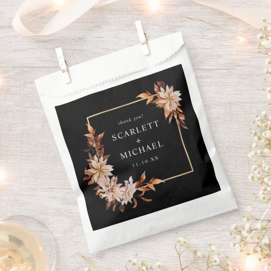 Black Floral Wedding Bedankzakje (Geknipt)