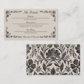 Black Floral Wedding Details Enclosure Card Informatiekaartje (Voorkant / Achterkant)