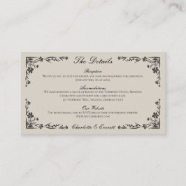Black Floral Wedding Details Enclosure Card Informatiekaartje