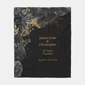 Black Floral Wedding Jubileum Fleece Blanket (Voorkant)