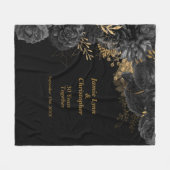 Black Floral Wedding Jubileum Fleece Blanket Deken (Voorkant (Horizontaal))