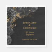 Black Floral Wedding Jubileum Napkins Servet (Voorkant)