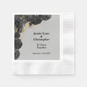 Black Floral Wedding Jubileum Napkins Servet (Voorkant)