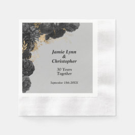 Black Floral Wedding Jubileum Napkins Servet
