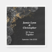 Black Floral Wedding Jubileum Napkins Servet (Voorkant)