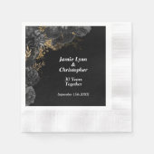 Black Floral Wedding Jubileum Napkins Servet (Voorkant)