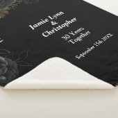 Black Floral Wedding Jubileum Sherpa Blanket Sherpa Deken (3/4)