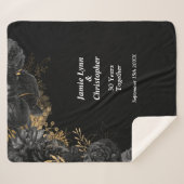 Black Floral Wedding Jubileum Sherpa Blanket Sherpa Deken (Voorkant (horizontaal))