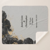 Black Floral Wedding Jubileum Sherpa Blanket Sherpa Deken (Voorkant (horizontaal))