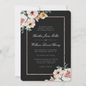 Black Floral Wedding Kaart (Voorkant)