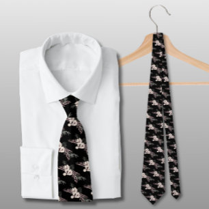 Black Floral Wedding Stropdas