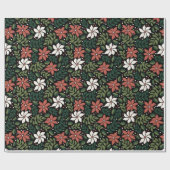 Black Floral Wildflower Kerst inpakpapier (Vlak)