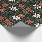 Black Floral Wildflower Kerst inpakpapier (Hoek)