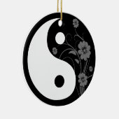 Black Floral Yin Yang Keramisch Ornament (Rechts)