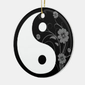 Black Floral Yin Yang Keramisch Ornament (Links)