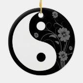 Black Floral Yin Yang Keramisch Ornament (Achterkant)