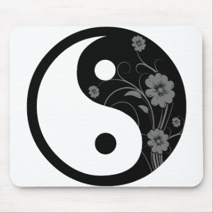 Black Floral Yin Yang Muismat