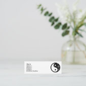 Black Floral Yin Yang Profielkaart Mini Visitekaartje (Staand voorkant)