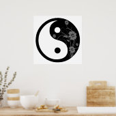 Black Floral Yin Yang Symbol Poster (Keuken)