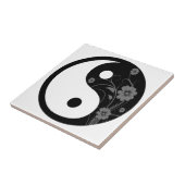 Black Floral Yin Yang Tegel Tegeltje (Zijkant)