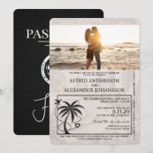 Black Florida Passport Wedding Invitation Kaart (Voorkant / Achterkant)