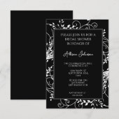 Black Flourish Bridal Shower-uitnodiging Kaart (Voorkant / Achterkant)