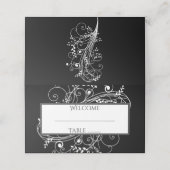 Black Flourish Reception Place Card Plaatskaartje (Buitenkant ongevouwen)