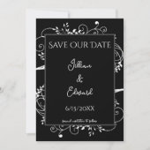 Black Flourish Save the Date Notice Aankondiging (Voorkant)