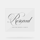 Black Flourish Script Gereserveerde bruiloft Acryl Bord (Voorkant)