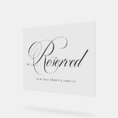 Black Flourish Script Gereserveerde bruiloft Acryl Bord (Hoek)