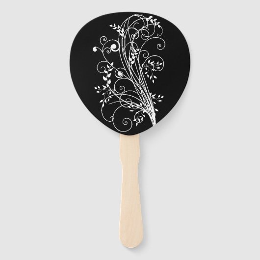 Black Flourish Wedding Favor Hand Fan Handwaaier (Achterkant)