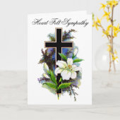 Black Flower Cross Sympathy Card 12 Kaart (Gele Bloem)