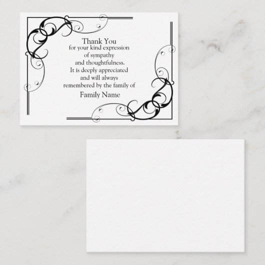 Black Flower Divider na begrafenis bedankkaarten Notitiekaartje (Voorkant / Achterkant)