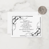 Black Flower Divider na begrafenis bedankkaarten Notitiekaartje (Voorkant / Achterkant in situ)