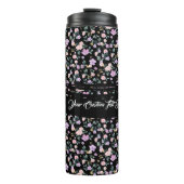 Black Flower Lady floral pattern Thermosbeker (Voorkant)