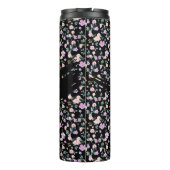 Black Flower Lady floral pattern Thermosbeker (Achterkant)